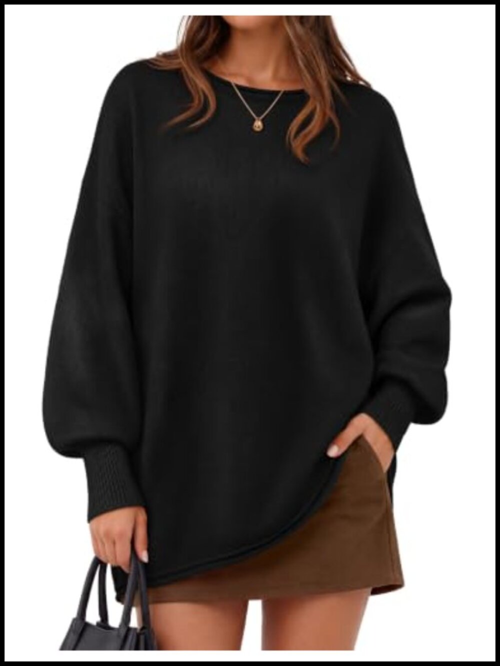 Oversized Batwing Sleeve Knit Sweater Pullover Women Fall Winter